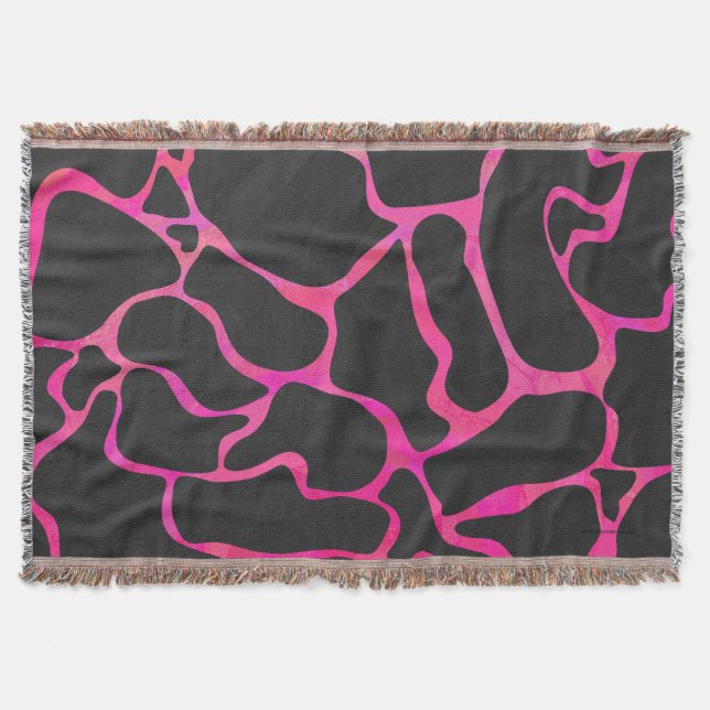 Manta Giraffe Hot Pink e Impressão preto (Frente)