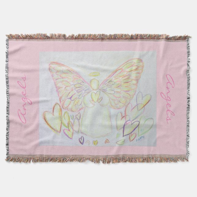 Manta Guardian Angel of Hearts Custom Art Throw Blanket (Frente)