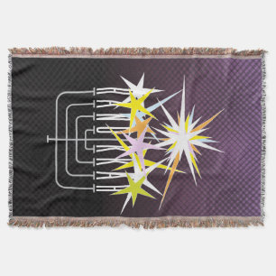 Manta HANUKKAH ILUMINA MENORAH em preto e roxo
