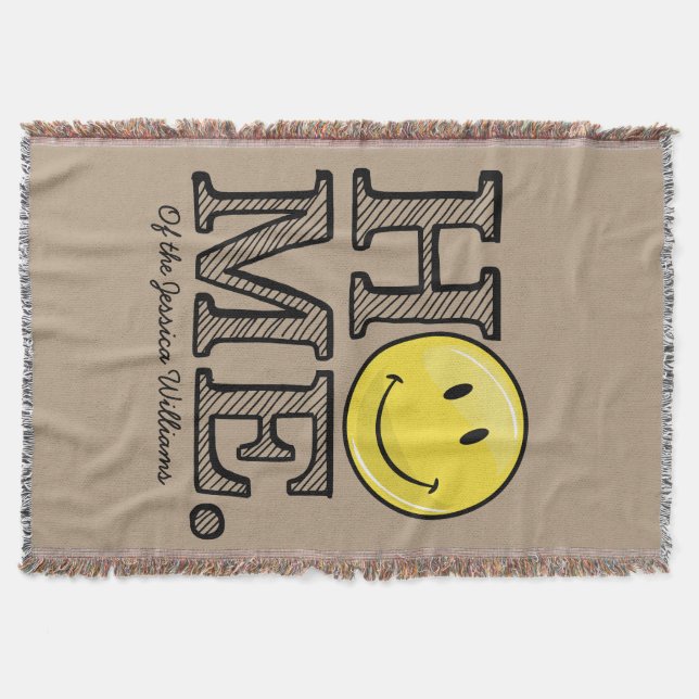 Manta Housewarming feliz amarelo clássico da cara | (Frente)