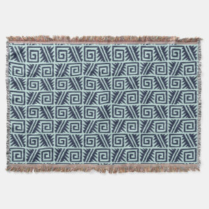 Manta Ikat Aztec Tribal - Indigo e Azul Claro