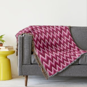 Manta Ikat Chevron Stripes - Burqundy, Rosa e Rosa