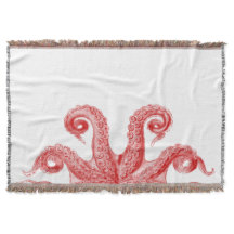 Ilustração vermelha dos tentáculos do polvo do