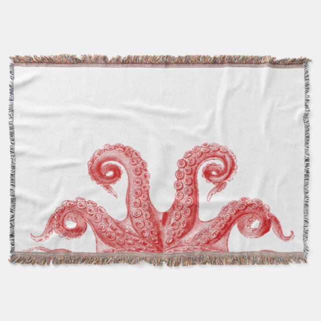 Manta Ilustração vermelha dos tentáculos do polvo do (Frente)