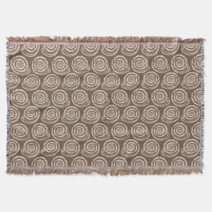 Manta Impressão de bloco do Seashell, Taupe Tan e creme