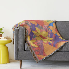 Manta Impressão do Jardim Laranja Bold Bohemian