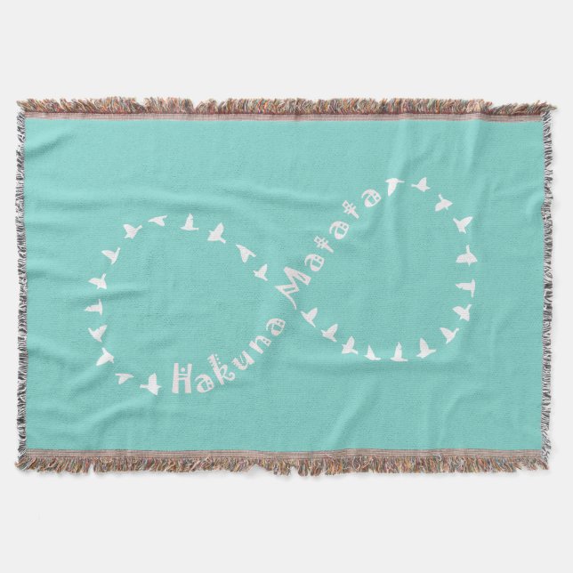 Manta Infinidade Hakuna Matata - azul e branco da (Frente)