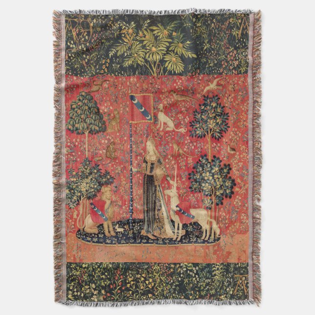 Manta LADY E UNICORN Lion,Flores Fantásticas,Animais (Frente Vertical)