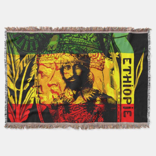 Manta Leão de Rasta Haile Selassie do verde Dourado (Frente)