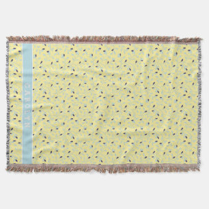 Manta Lindo padrão floral monograma amarelo pastéis femi