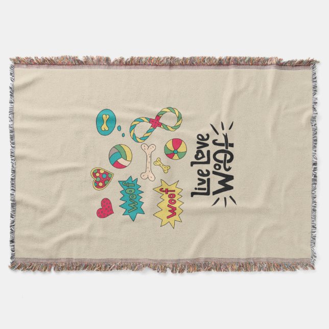 Manta Live Love Woof Whimsical Woven Blanket (Frente)