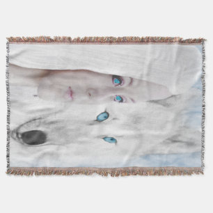 Manta Lobo Branco da Neve Lady Blue Eyes