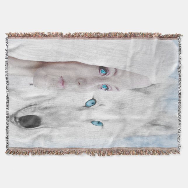 Manta Lobo Branco da Neve Lady Blue Eyes (Frente)