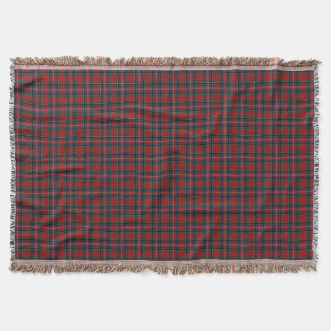 Manta MacPherson Clan Red e Royal Blue Tartan (Frente)
