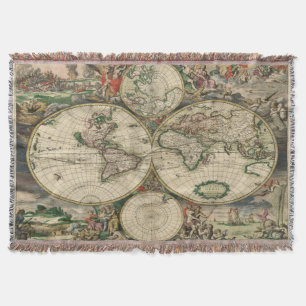 Manta Magnífico Trabalho De Arte Mapas Antigos Do Mundo