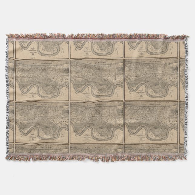 Manta Mapa antigo de Nova Orleans (Frente)