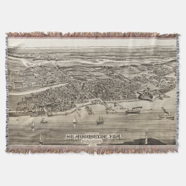 Manta Mapa de Ruas de Augustine FL (1885) (Frente)