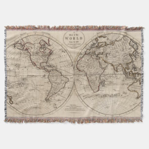Manta Mapa do mundo antiquado (1795)