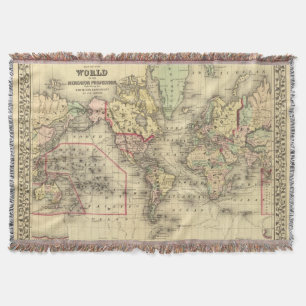 Manta Mapa do mundo com as rotas de mar dos exploradores