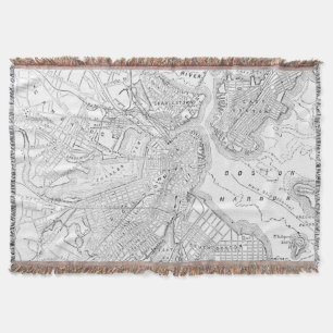 Manta Mapa do vintage de Boston (1878)
