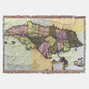 Manta Mapa do Vintage Jamaica 1680