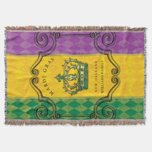 Manta Mardi Gras Crown Purple Green Family Name