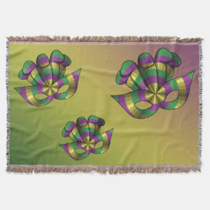 Manta Mardi Gras Mask Throw Blanket