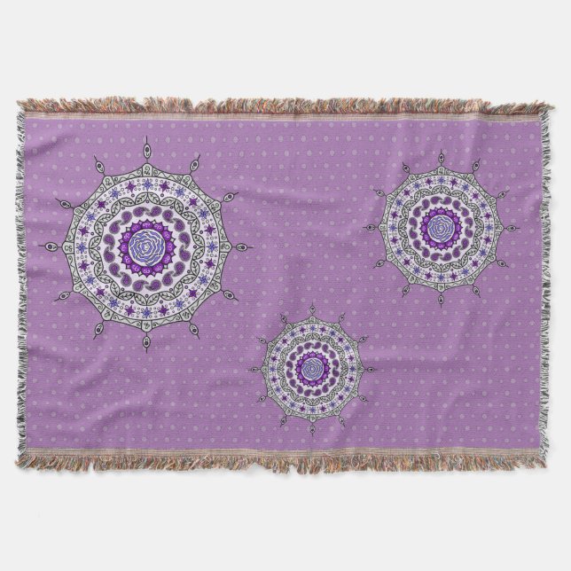 Manta Mehndi Fantasy Silver Throw Blanket (Frente)