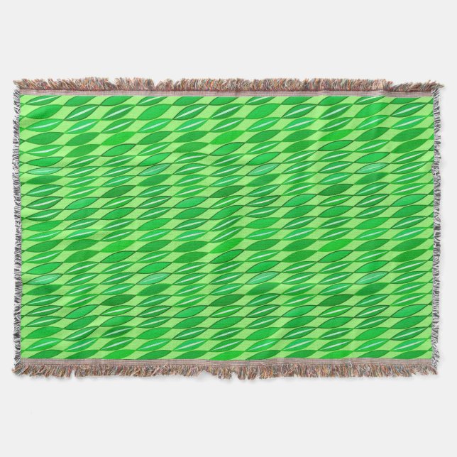 Manta Meio século Moderno Folhas, Limão e Emerald Green (Frente)