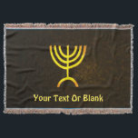 Manta Menorah Flame<br><div class="desc">Uma renderização digital marrom e dourada da menorah judia de sete ramificações (hebraico: מְ נ וֹ רָ ‎). Adicione seu próprio texto. A menorah de sete ramificações, usada no santuário portátil montado por Moisés na selva e, mais tarde, no Templo em Jerusalém, tem sido símbolo do judaísmo desde a Antiguidade...</div>