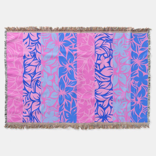 Manta Moloaa Bay Hawaiian Hibiscus Striped Blankets (Frente)