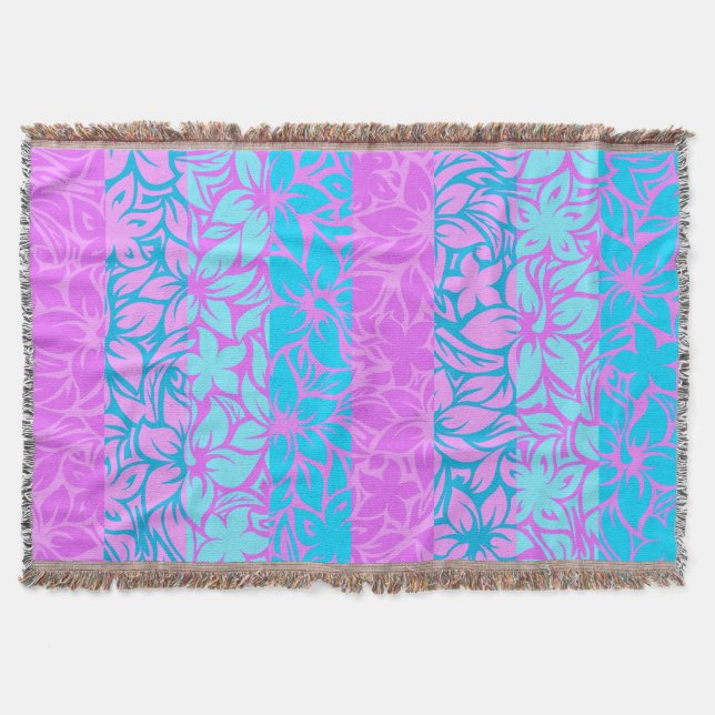 Manta Moloaa Bay Hawaiian Hibiscus Striped Blankets (Frente)