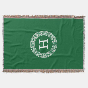 Manta Monograma Inicial do Quadro-Chave Grego Gr Wht