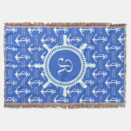 Manta Monograma náutico litoral da âncora azul