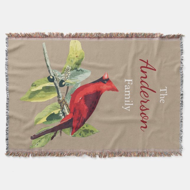 Manta Nome da Família Personalizada do Cardeal de invern (Frente)