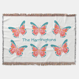 Manta Nome personalizado Borboleta Estilizada lança cobe