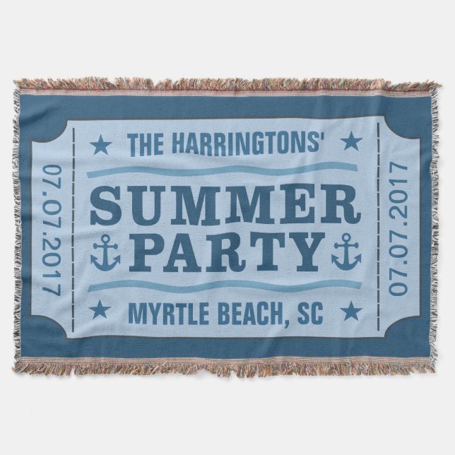 Manta Nome personalizado, data e local "Tíquete de Parti (Frente)