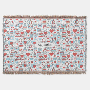 Manta Nome personalizado de Ícones de Casamento lança co