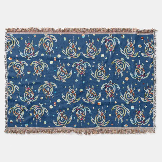 Manta O padrão das tartarugas do mar Shamanic + sua cor  (Frente)