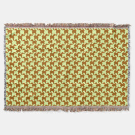 Manta Ochre Houndstooth Amarelo com cães Jogando Banheta
