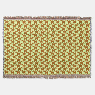 Manta Ochre Houndstooth Amarelo com cães Jogando Banheta