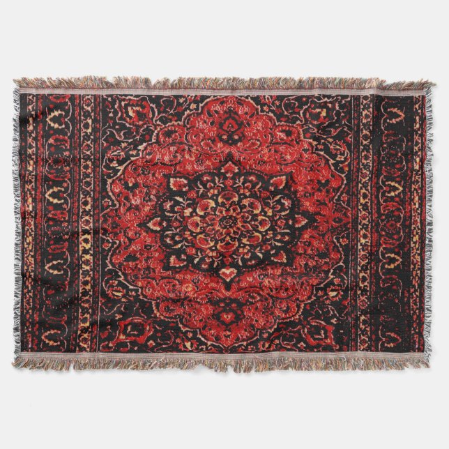 Manta Olhar do tapete persa no campo matizado rosa (Frente)