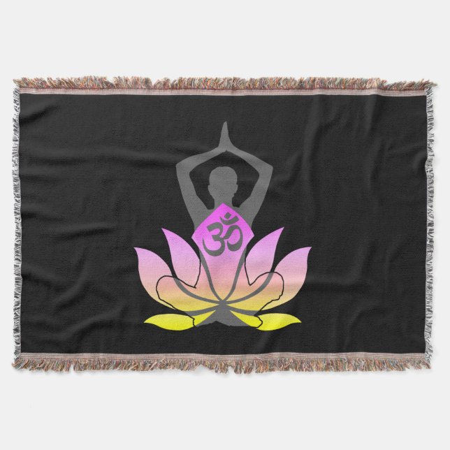 Manta OM Namaste Coloração Espiritual do Lotus Flower Yo (Frente)