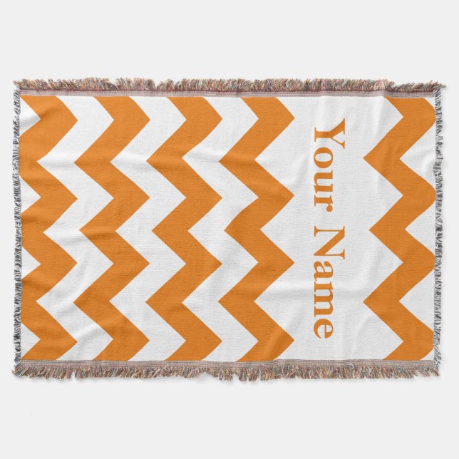 Manta Orange Bold Chevron com nome personalizado (Frente)
