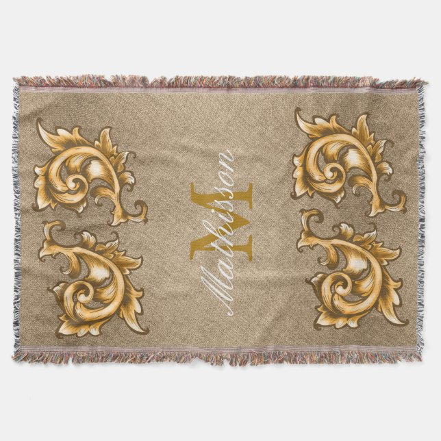 Manta Ouro Regal Rolado Laurels - Nome da Família (Frente)