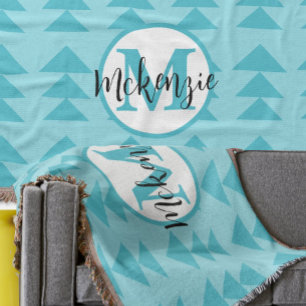 Manta Padrão Aqua do Triângulo Geométrico Monograma