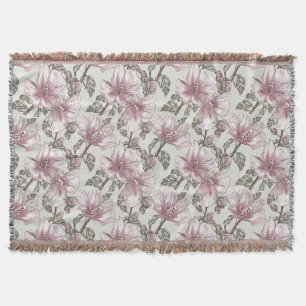 Manta Padrão de Flores de Hibiscus Rosa Mudada