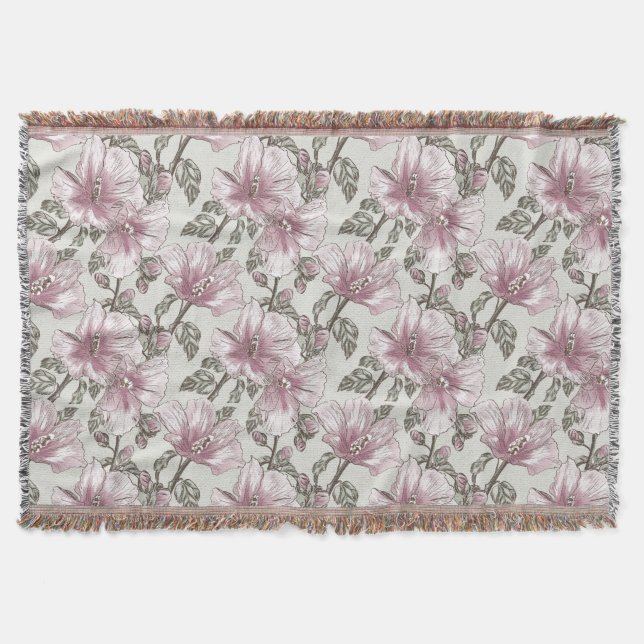 Manta Padrão de Flores de Hibiscus Rosa Mudada (Frente)
