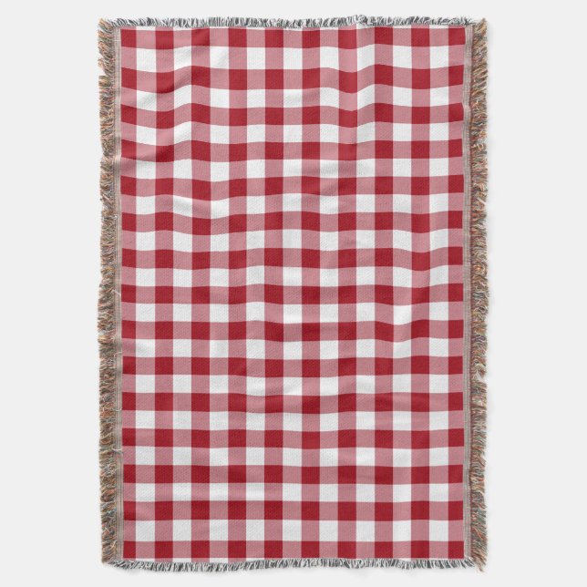 Manta Padrão De Gingham Verificado Em Vermelho E Branco (Frente Vertical)