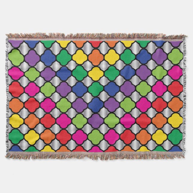 Manta Padrão de Impressão de Quatrefoil Psicodélico Dive (Frente)